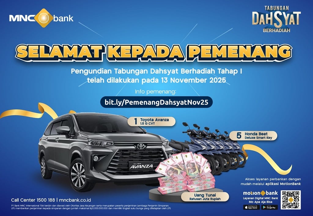 Dahsyatnya MNC Bank! Selamat kepada Para Pemenang Undian Tabungan Dahsyat Berhadiah Tahap Pertama