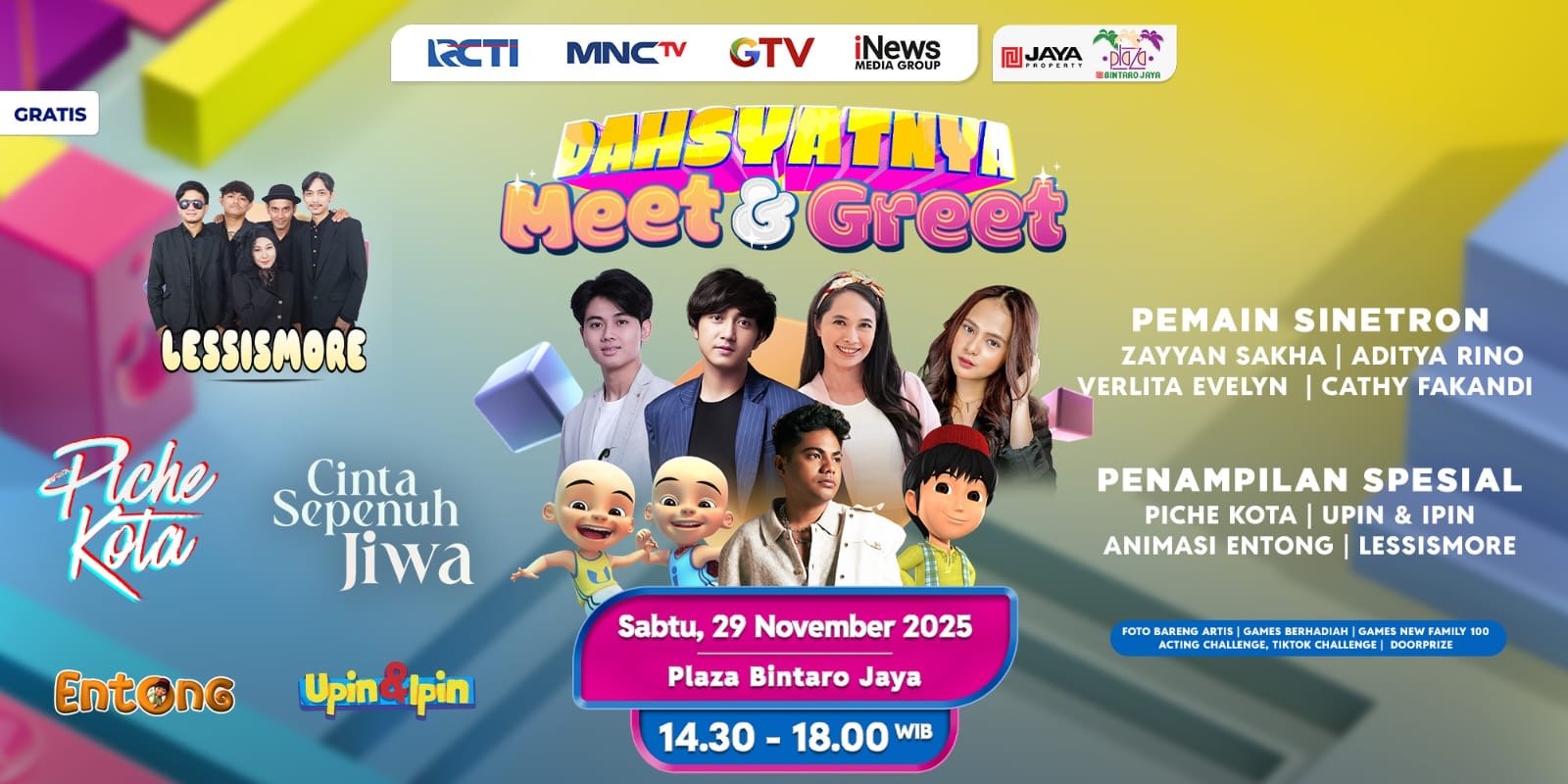 Bersiap Ketemu Pemain Cinta Sepenuh Jiwa di Dahsyatnya Meet & Greet Bintaro, Ada Piche Kota Juga!
