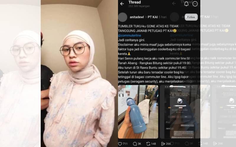 Anita Dewi Dipecat Perusahaan usai Viral Curhatan Tumbler Tuku Hilang di KRL