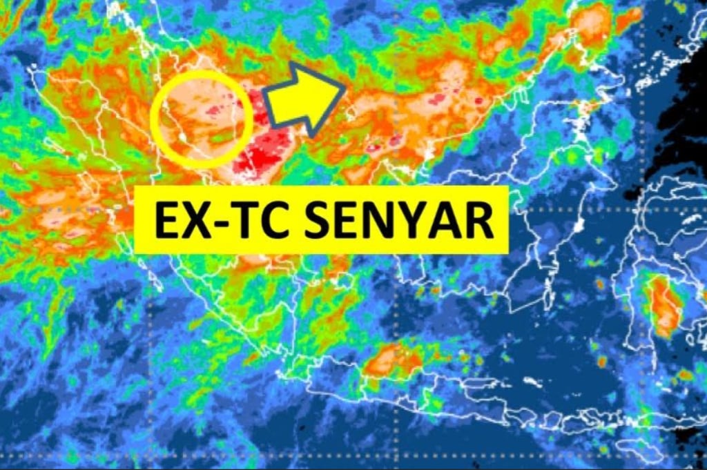 Siklon Tropis Senyar Jauhi RI, Hujan Sedang hingga Lebat Tetap Berpotensi Guyur Sumatera