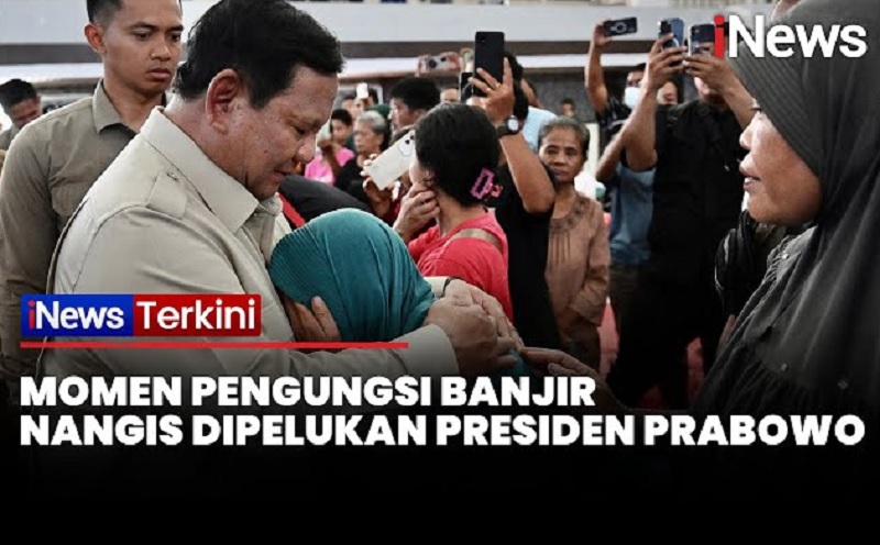 Detik-Detik Prabowo Subianto Datangi Langsung Pengungsi Tapanuli, Disambut Pelukan Warga