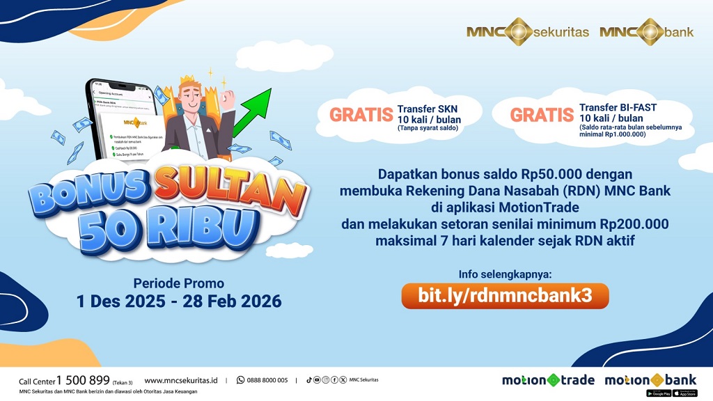 Saatnya Cuan! Buka RDN MNC Bank di MotionTrade dan Dapatkan Bonus Sultan Rp50.000