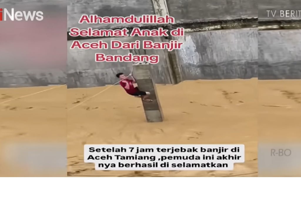 Viral Pemuda Aceh Tamiang Bertahan 7 Jam di Tiang Pancang dari Amukan Banjir