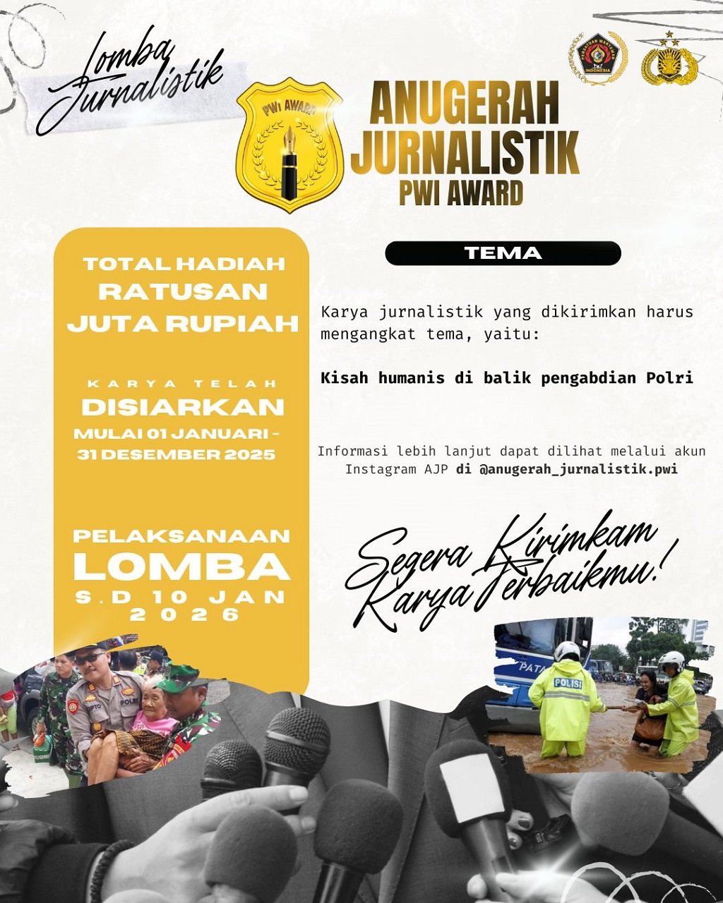 Sediakan Hadiah Total Ratusan Juta, Lomba Anugerah Jurnalistik PWI–Polri Tetapkan Aturan Baru