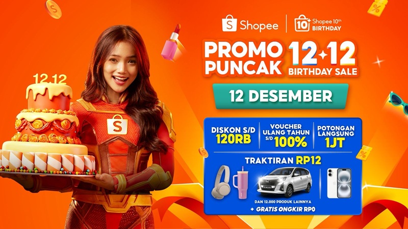 10 Tahun Shopee, Meriah Seharian dengan Penawaran Spesial di Puncak 12.12 Birthday Sale