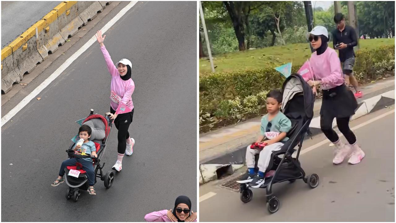 Viral Emak-Emak Gaul Ikut She Runs The World sambil Dorong Stroller!