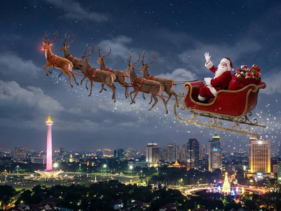 Viral Santa Claus Melintas di Langit Jakarta, Ini Faktanya!