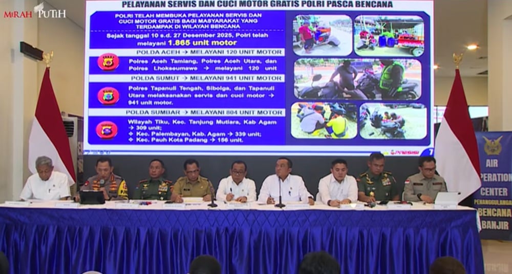 Polri Buka Layanan Servis dan Cuci Motor Gratis bagi Korban Banjir di Sumatera  