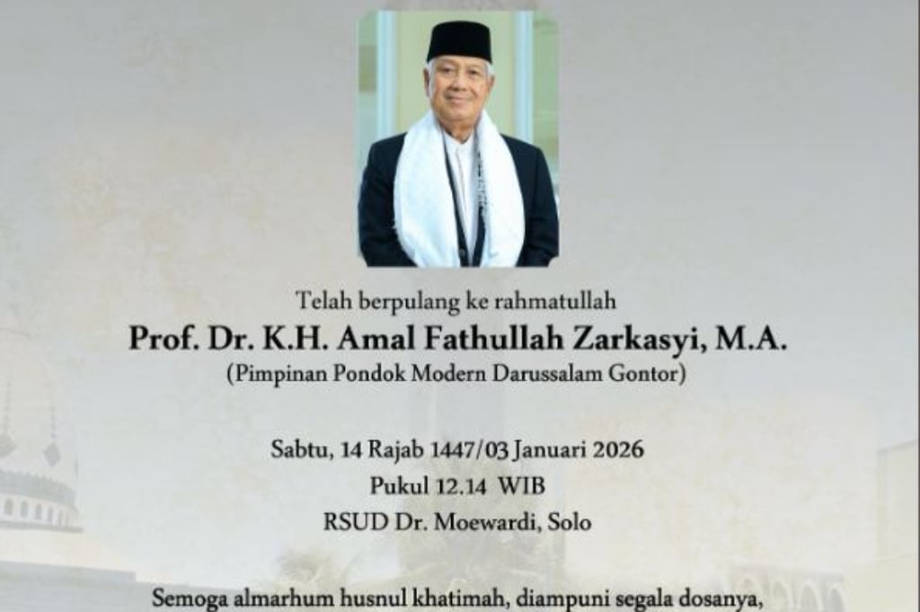 Breaking News: Pimpinan Pondok Modern Gontor KH Amal Fathullah Zarkasyi Meninggal Dunia