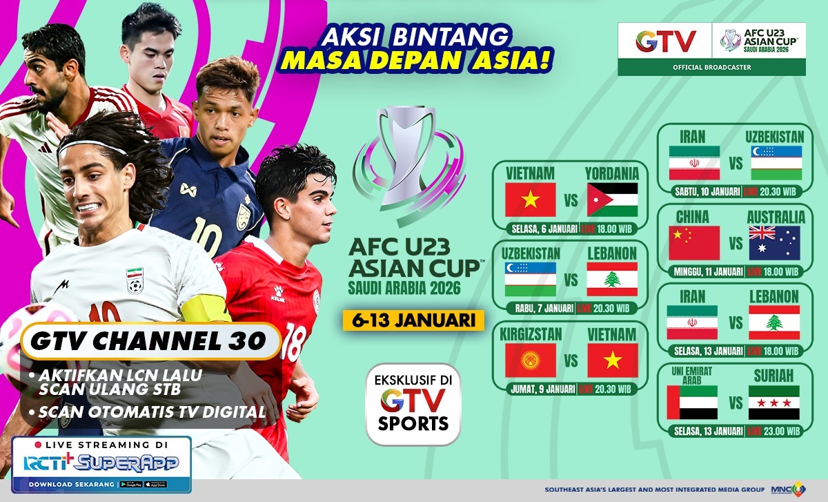 Jadwal Siaran Langsung Piala Asia U-23 2026! Live di GTV