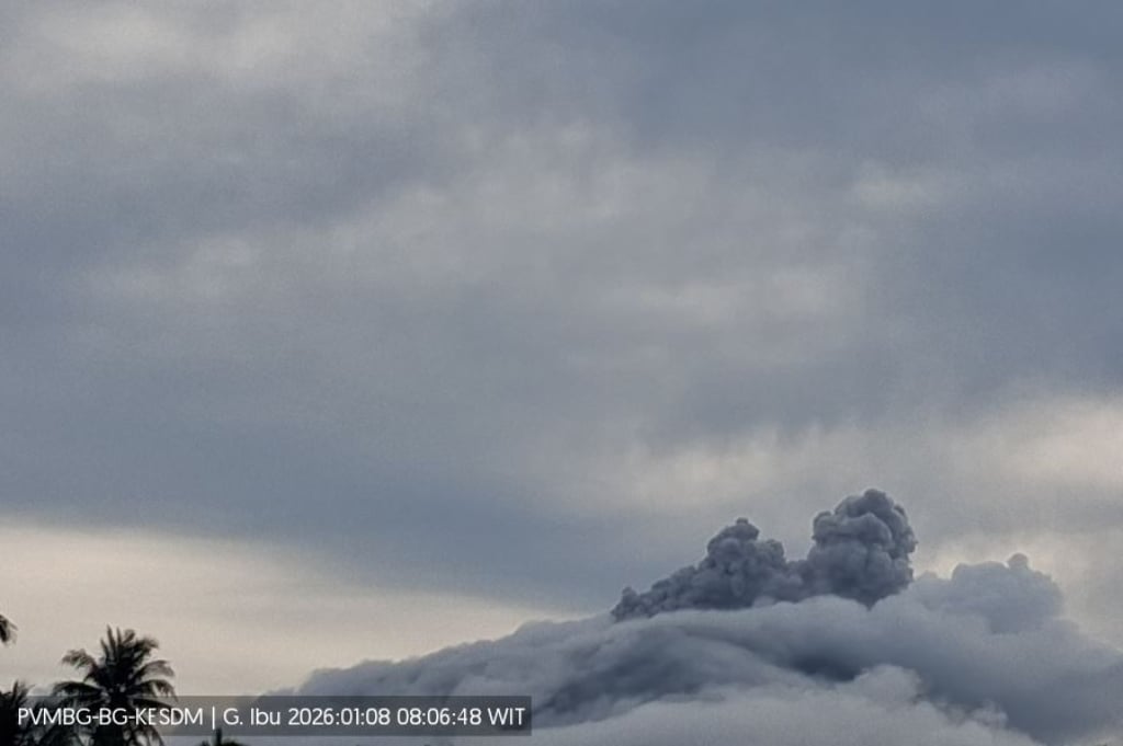 Gunung Ibu Erupsi Hari Ini, Kolom Abu Capai Setinggi 300 Meter