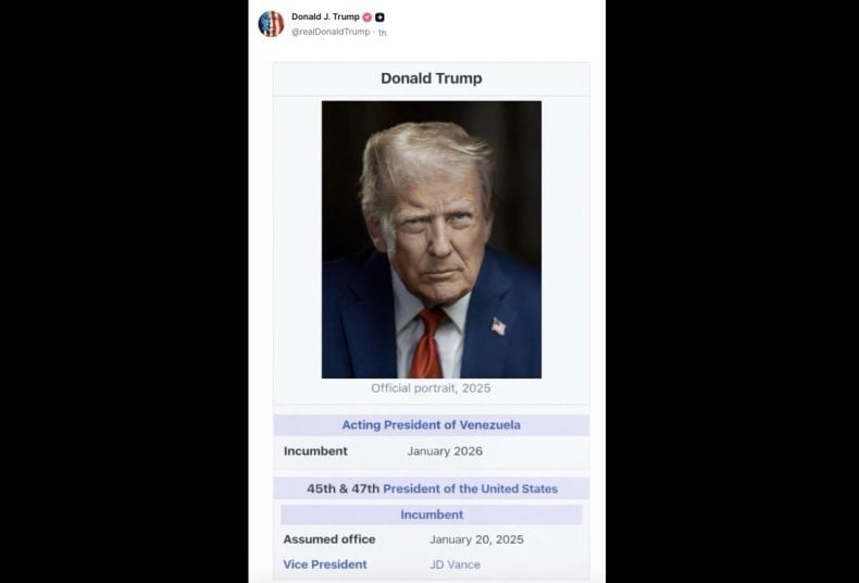 Trump Posting Gambar Klaim Jabat Presiden Venezuela Sementara