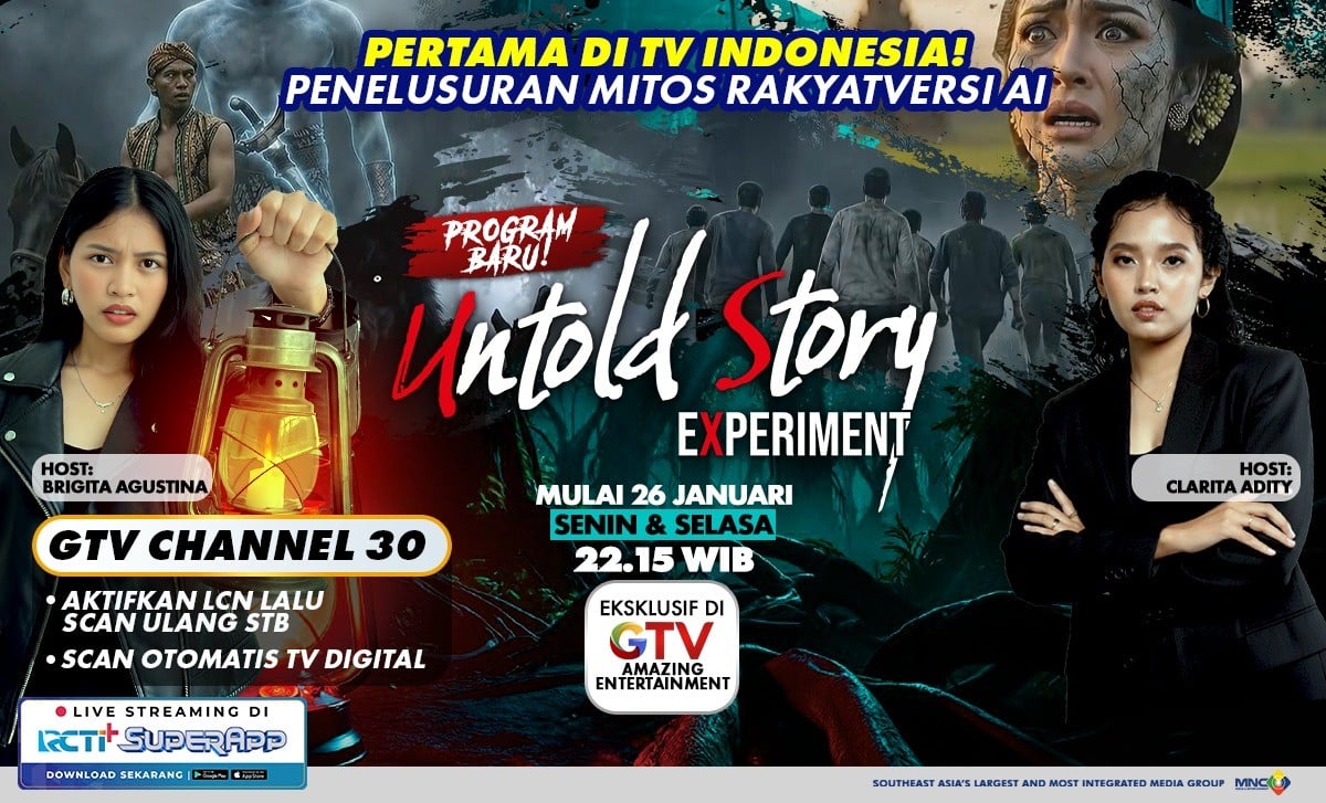 Untold Story Experiment Pertama di TV Indonesia, Penelusuran Mitos Rakyat Versi AI mulai 26 Januari 2026 di GTV