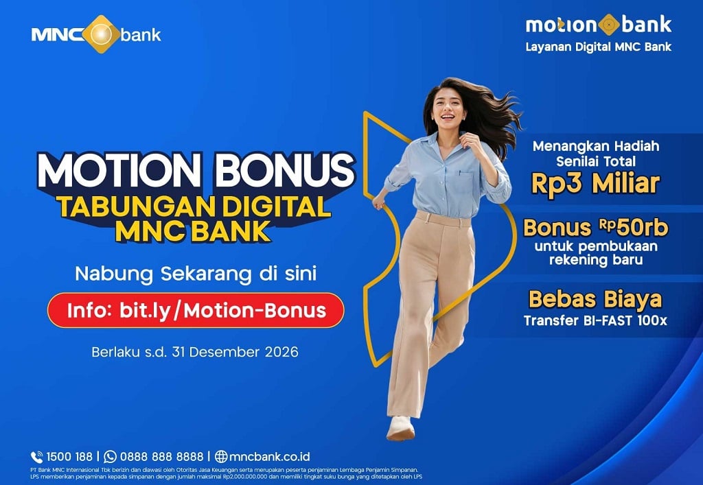 Ayo Buka Tabungan Motion Bonus, Dapatkan Hadiah Rp3 Miliar hingga Bebas Transfer BI-Fast 100 Kali