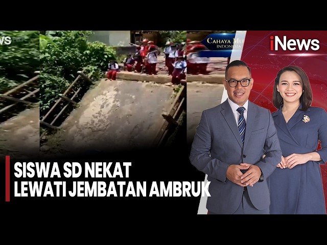 Demi Sekolah, Siswa SD di Pandeglang Nekat Lewati Jembatan Ambruk