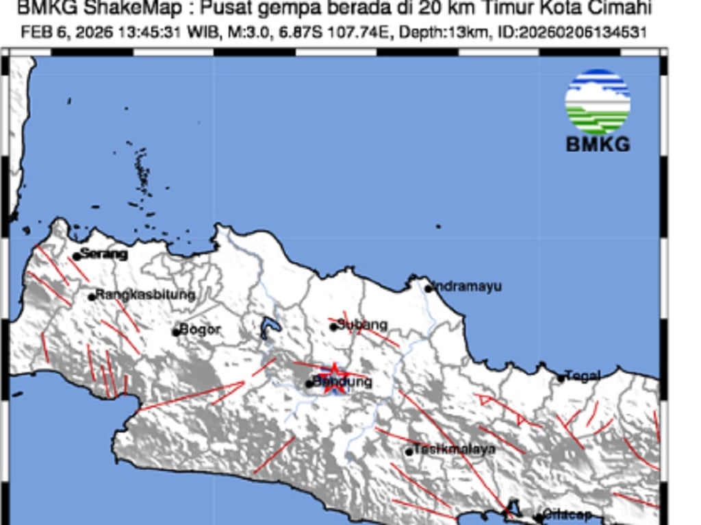 Gempa Hari Ini M 3,0 Guncang Cimahi, Getaran Terasa Kuat hingga Bandung