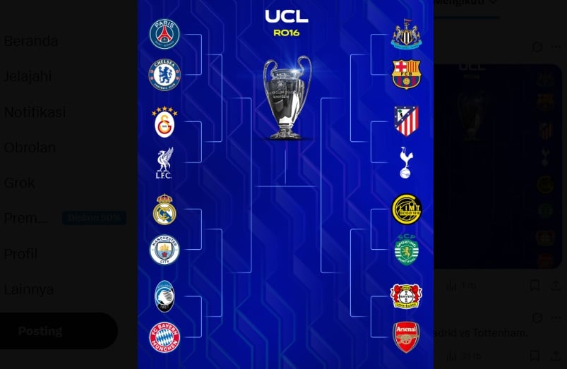 Hasil Drawing 16 Besar Liga Champions: Real Madrid Vs Man City, PSG Tantang Chelsea