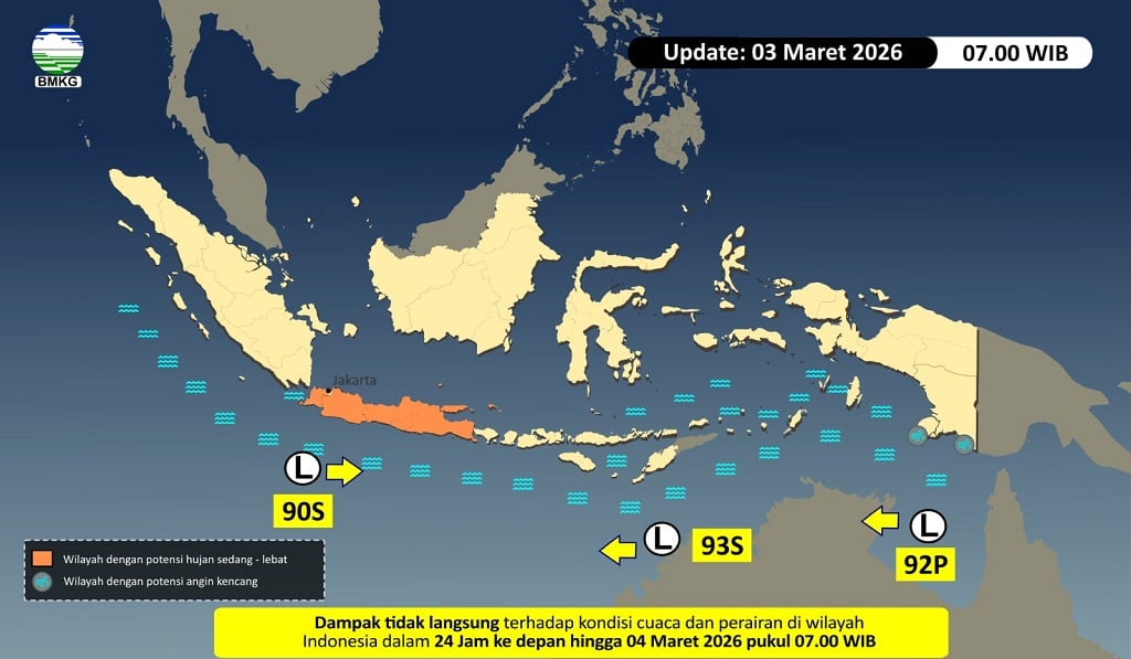 Waspada Cuaca Ekstrem! 3 Bibit Siklon Tropis Kepung Indonesia