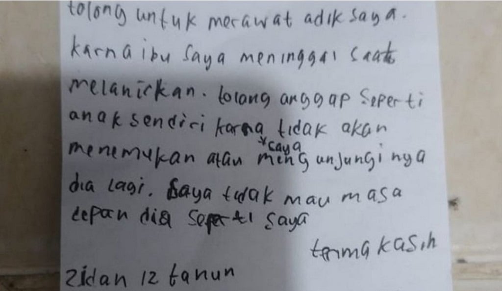 Surat Kakak Tinggalkan Adik Bayi di Pejaten: Tolong Dirawat, Ibu Saya Meninggal Melahirkan