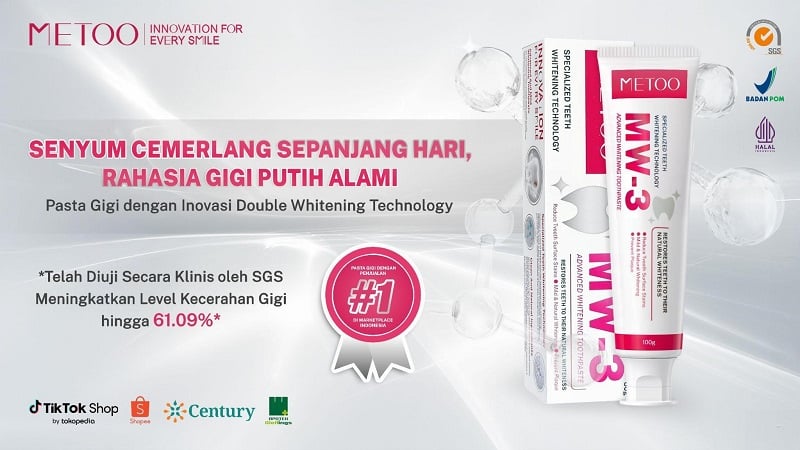 MW-3 Advanced Whitening Toothpaste dari METOO, Solusi Perawatan Gigi untuk Senyum Lebih Cerah