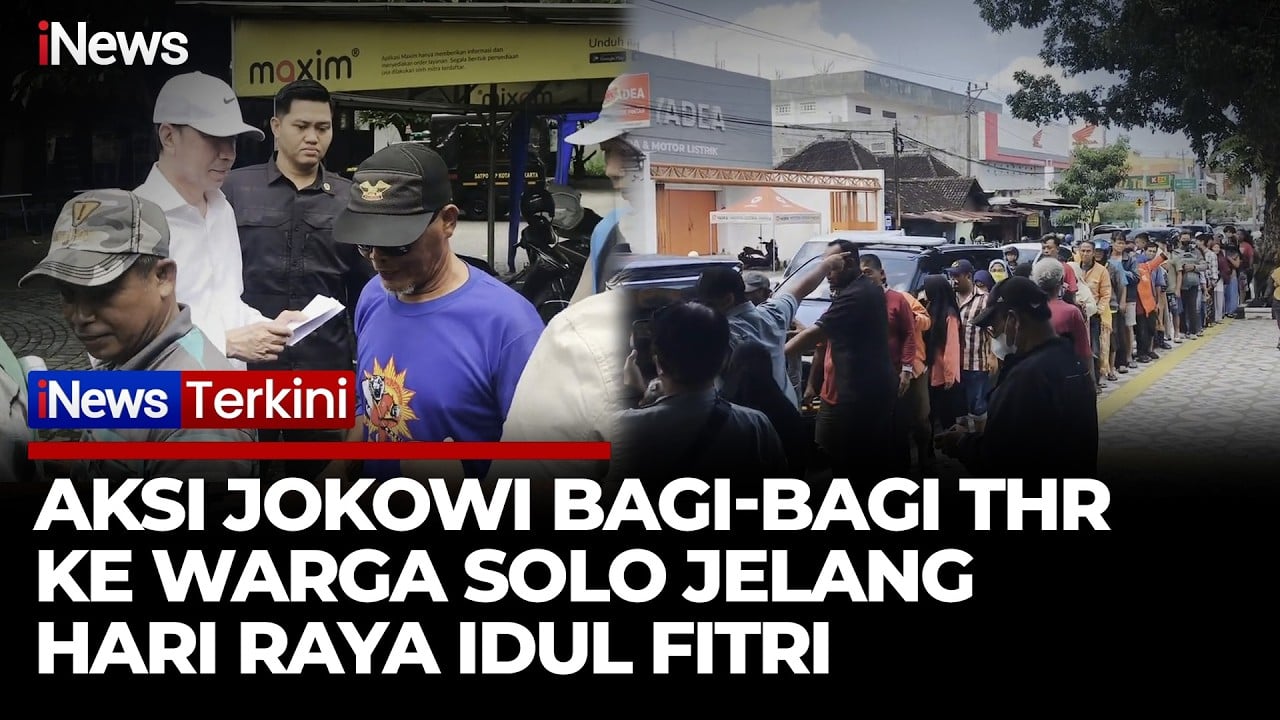 Momen Jokowi Bagi-bagi THR di Solo, Antrean Panjang Warga dan Pedagang Mengular hingga  100 meter