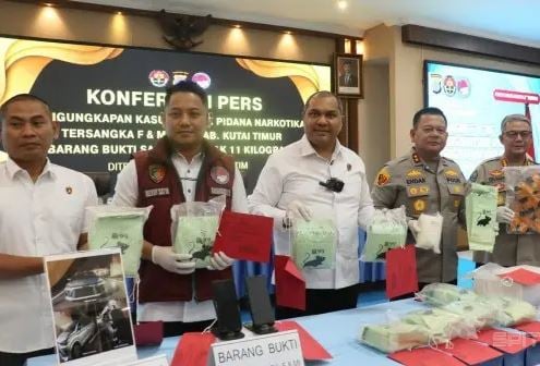 Polda Kaltim Gagalkan Penyelundupan Sabu 11 Kg di Kutai Timur, 2 Tersangka Ditangkap