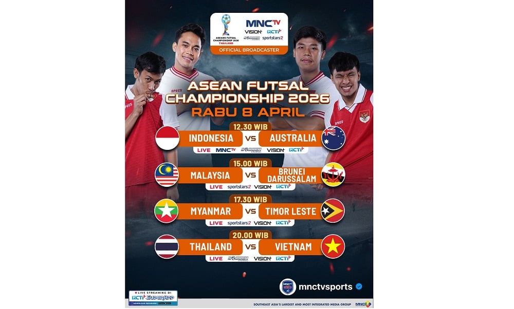 Live MNCTV! Timnas Futsal Indonesia vs Australia di Piala AFF Futsal 2026, Kick Off Jam Berapa?