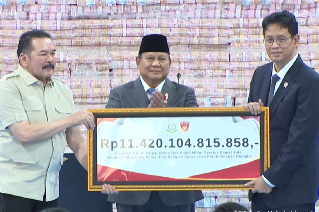 Satgas PKH Setorkan Uang Rp11,4 Triliun ke Kas Negara, Disaksikan Prabowo
