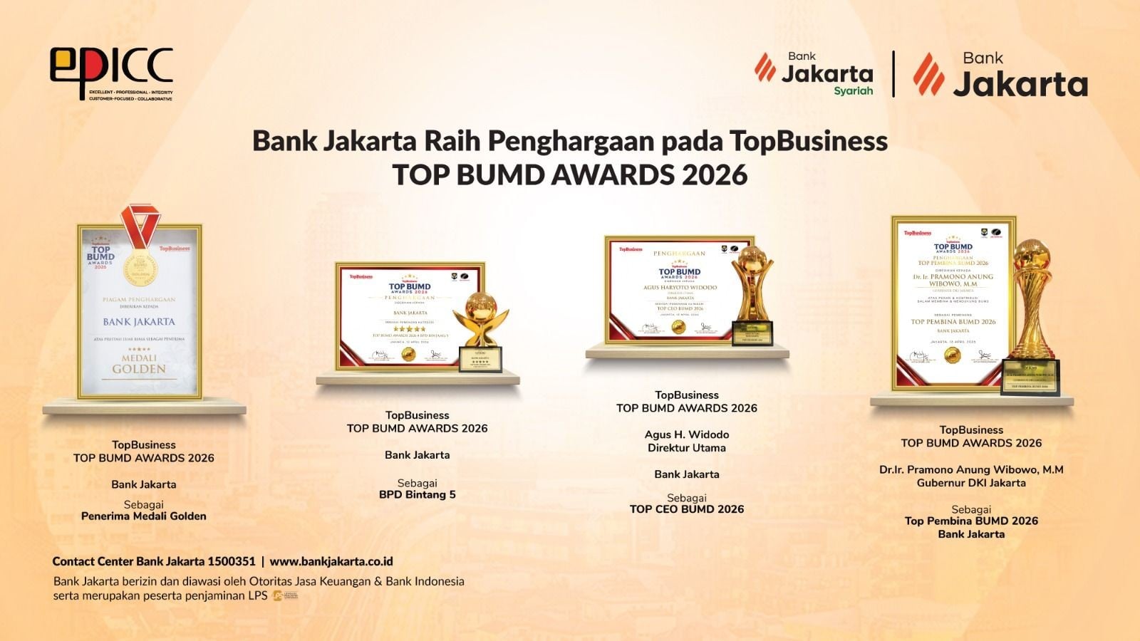 Konsisten Lanjutkan Transformasi, Bank Jakarta Raih TOP BUMD Awards 2026