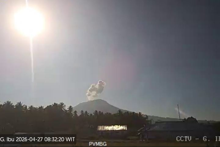 Gunung Ibu Erupsi, Tinggi Kolom Abu Vulkanis Capai 600 Meter