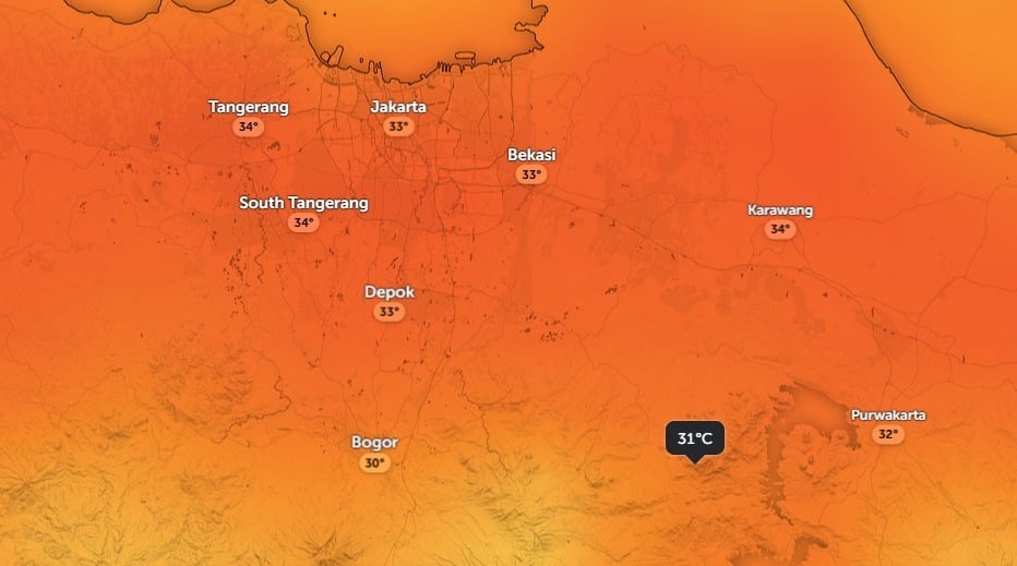 Tangsel Wilayah Terpanas se-Indonesia Siang Ini, Suhunya 34 Derajat Celcius!