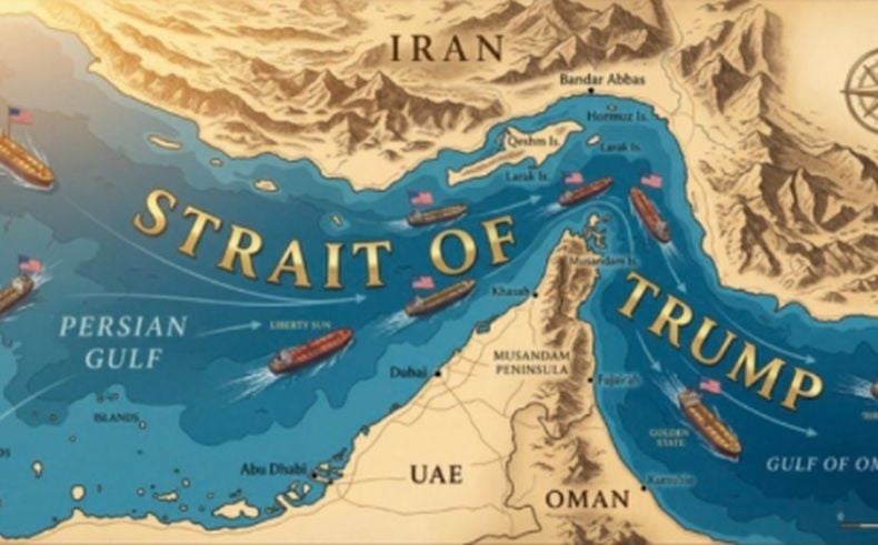 Trump Posting Gambar Ubah Nama Selat Hormuz dengan 