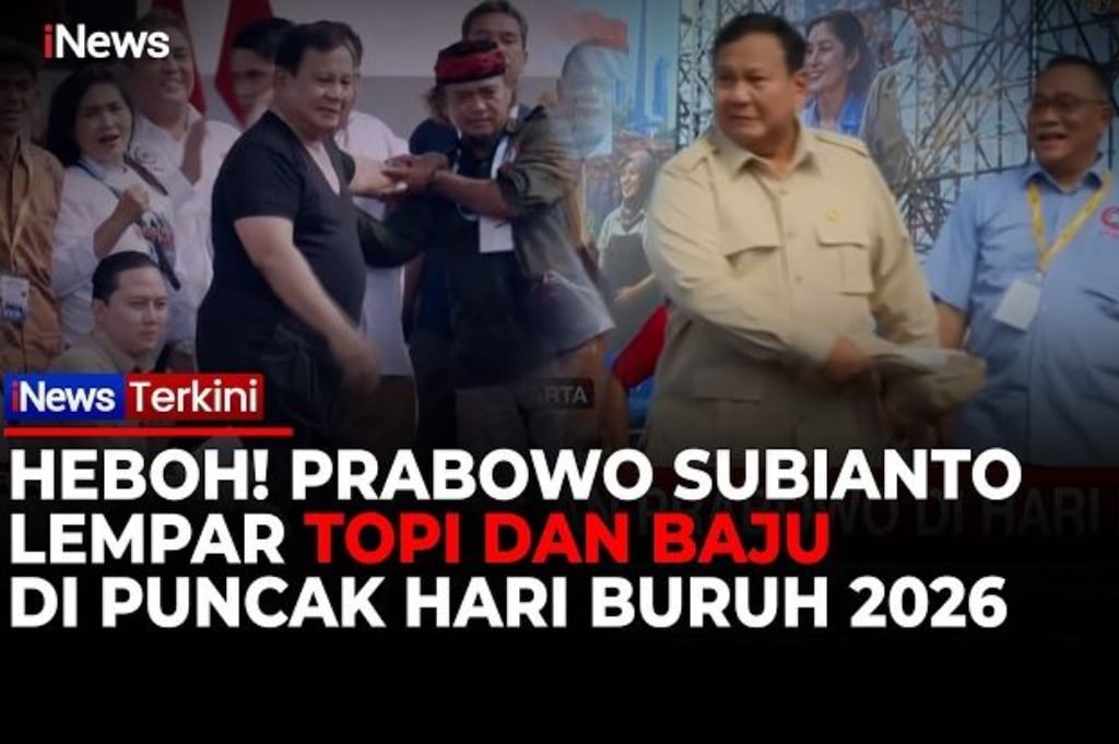 Heboh! Momen Prabowo Lempar Baju dan Topi di May Day, Buruh Bersorak Antusias