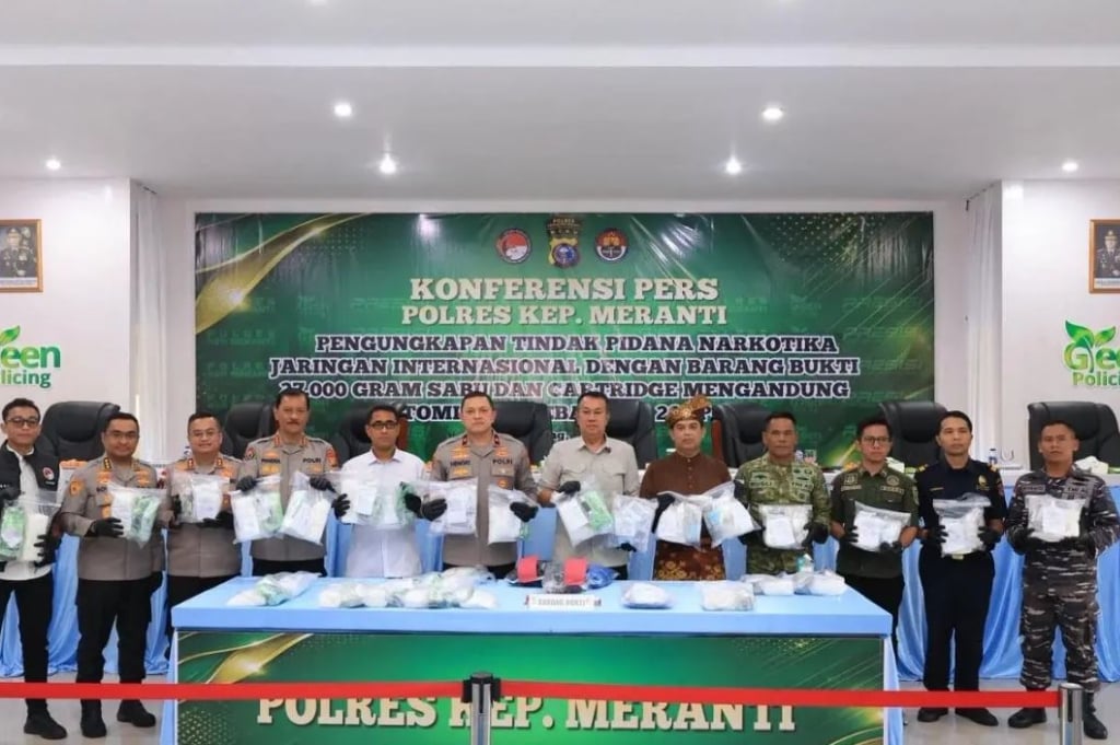 Polda Riau Gagalkan Penyelundupan Sabu 27 Kg di Meranti, 2 Orang Ditangkap