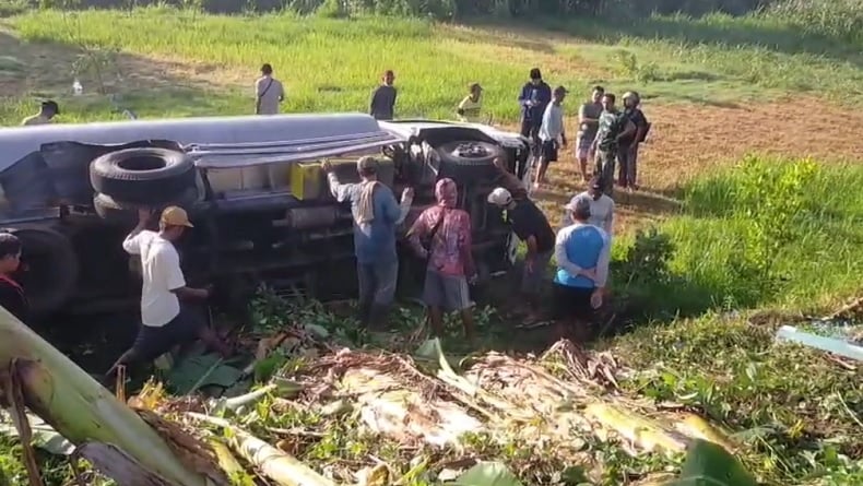 Kecelakaan di Jember, Truk Tabrakan dengan Pikap hingga Terguling