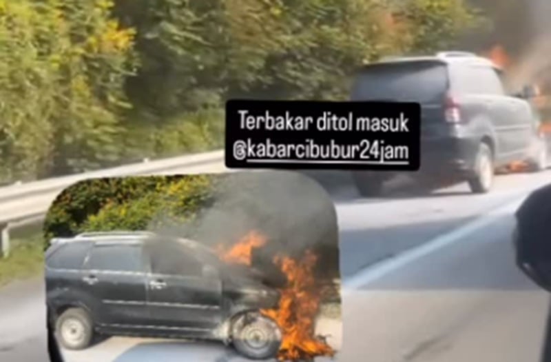 Mobil Terbakar di KM 12 Tol Jagorawi, Diduga Akibat Korsleting  