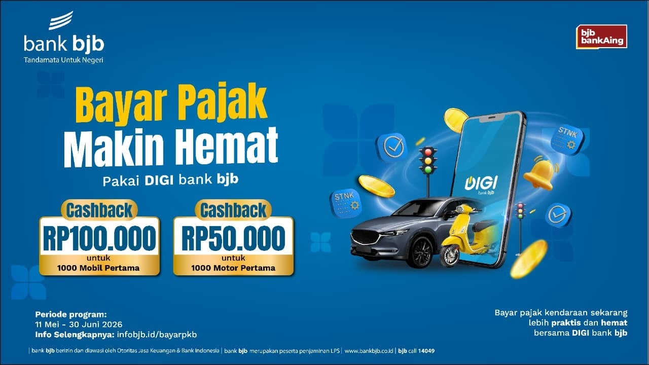 Promo Spesial DIGI bank bjb, Bayar Pajak Kendaraan Bisa Dapat Cashback