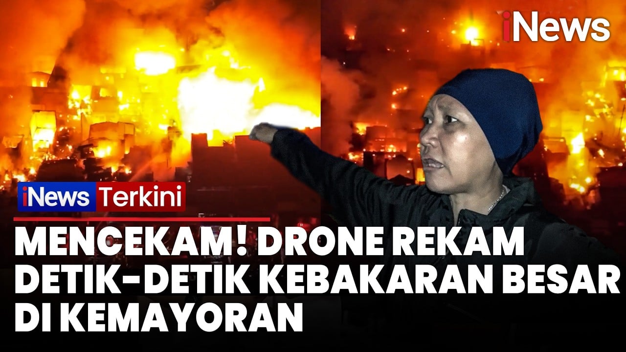 Detik- Detik Drone Rekam Kobaran Api Besar Luluhlantakkan Permukiman Padat di Kemayoran,  Ratusan KK Terdampak