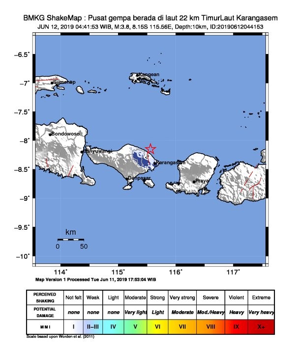 Kabupaten Karangasem Bali Diguncang Gempa Bumi 3 8 Sr Pagi Ini