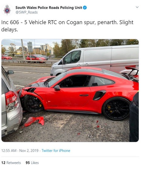 Porsche 911 Supercar Porsche 911 GT2 RS. (Foto: Twitter @SWP_Roads)