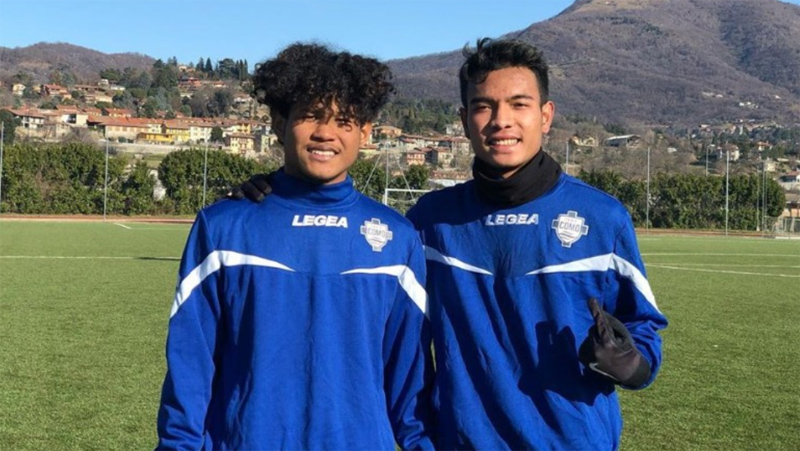 Bagus Kahfi Brylian Aldama Dua pilar Garuda Select Bagus Kahfi (kiri) dan Brylian Aldama dapat kesempatan berlatih bersama Como 1907 di SNEF Lambrone, Senin (20/1/2020). (Foto: Garuda Select)