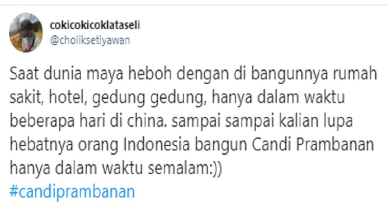 Candi Prambanan Komentar warganet soal pembangunan Candi Prambanan di twitter