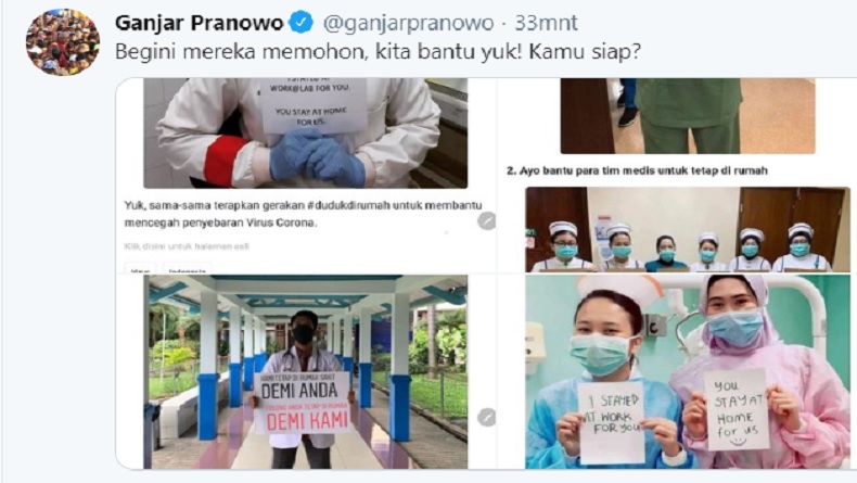 Postingan Ganjar Pranowo di akun twitternya 2 Postingan Ganjar Pranowo di akun twitternya