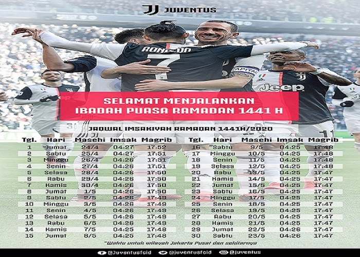 Sambut Ramadan, Juventus Bagikan Jadwal Buka Puasa buat ...