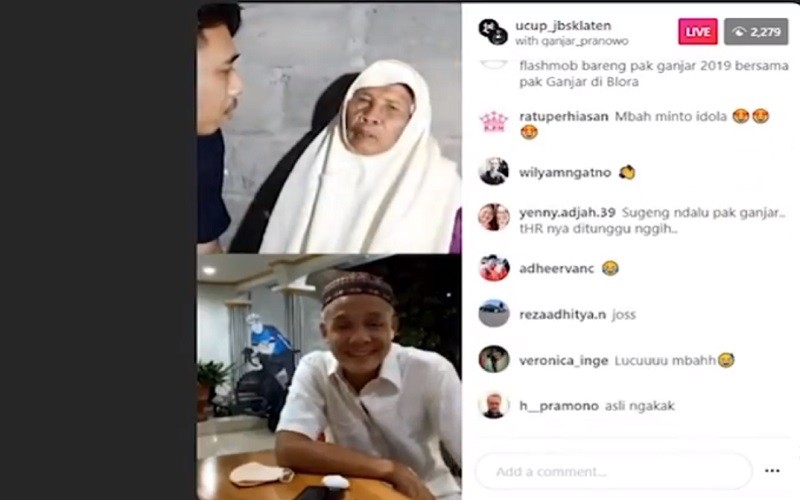 Mbah Minto 2 Tangkapan layar Mbah Minto saat berbicara dengan Gubernur Jateng Ganjar Pranowo lewat Instagram