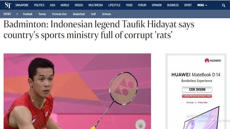 Kemenpora Korupsi 1 Media asing memberitakan dugaan korupsi di Kemenpora