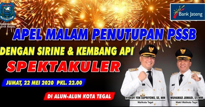 21 Psbb Tangkapan layar pamflet penutupan SPBB di Kota Tegal dengan pesta kembang api di media sosial. (Foto: istimewa)