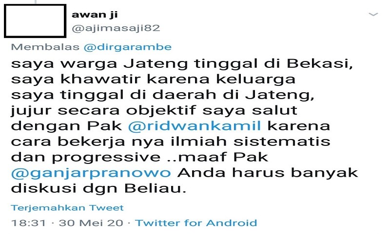 Cuitan 2 Tangkapan layar cuitan netizen @ajimasaji82