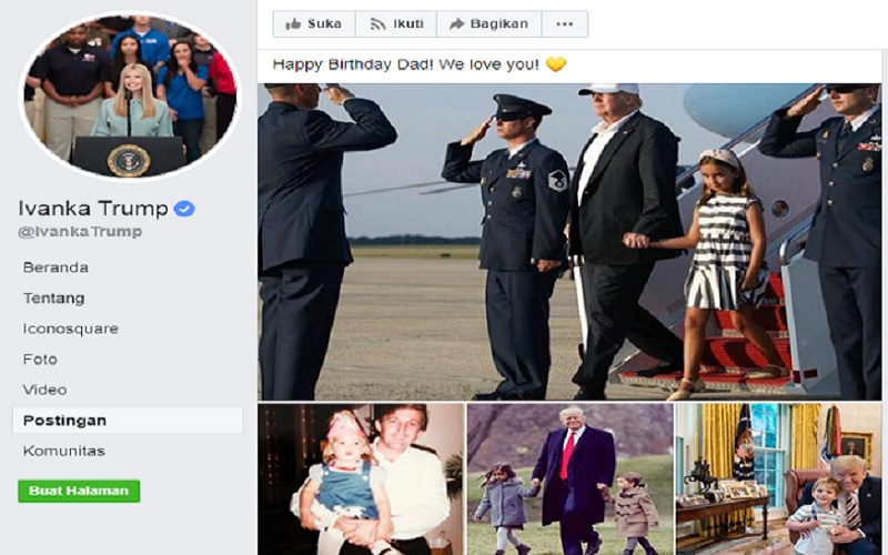 Donald Trump Ultah Presiden Amerika Serikat, Donald Trump, berulang tahun ke-74 hari Minggu (14/6/2020) (foto: Facebook)