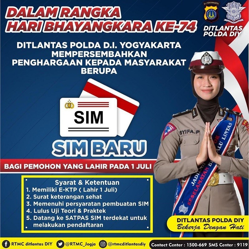 Informasi SIM Gratis Informasi SIM Gratis di Polda DIY (Foto: Instagram/rtmcditlantasdiy)